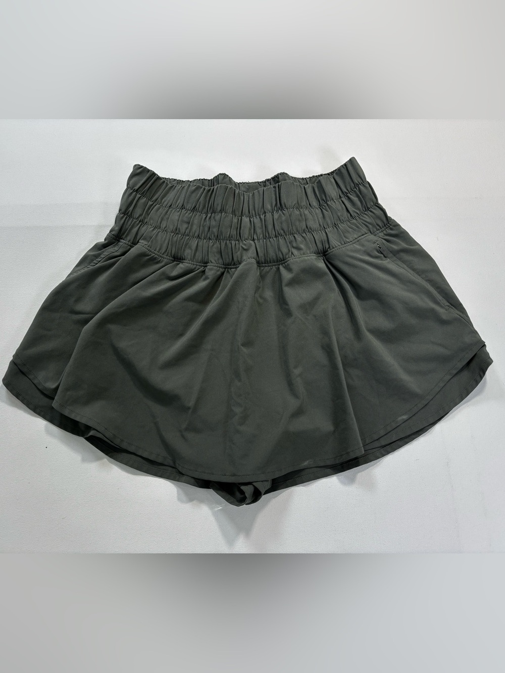CRZ YOGA High-Waist Ruched Skort Shorts Olive Green